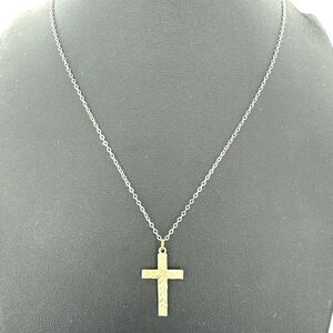 VTG Sterling Silver Cross Pendant Chain Necklace Special Clasp 17"